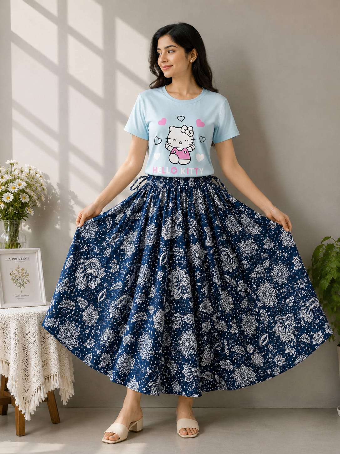 Linen Skirt and Tshirt Set