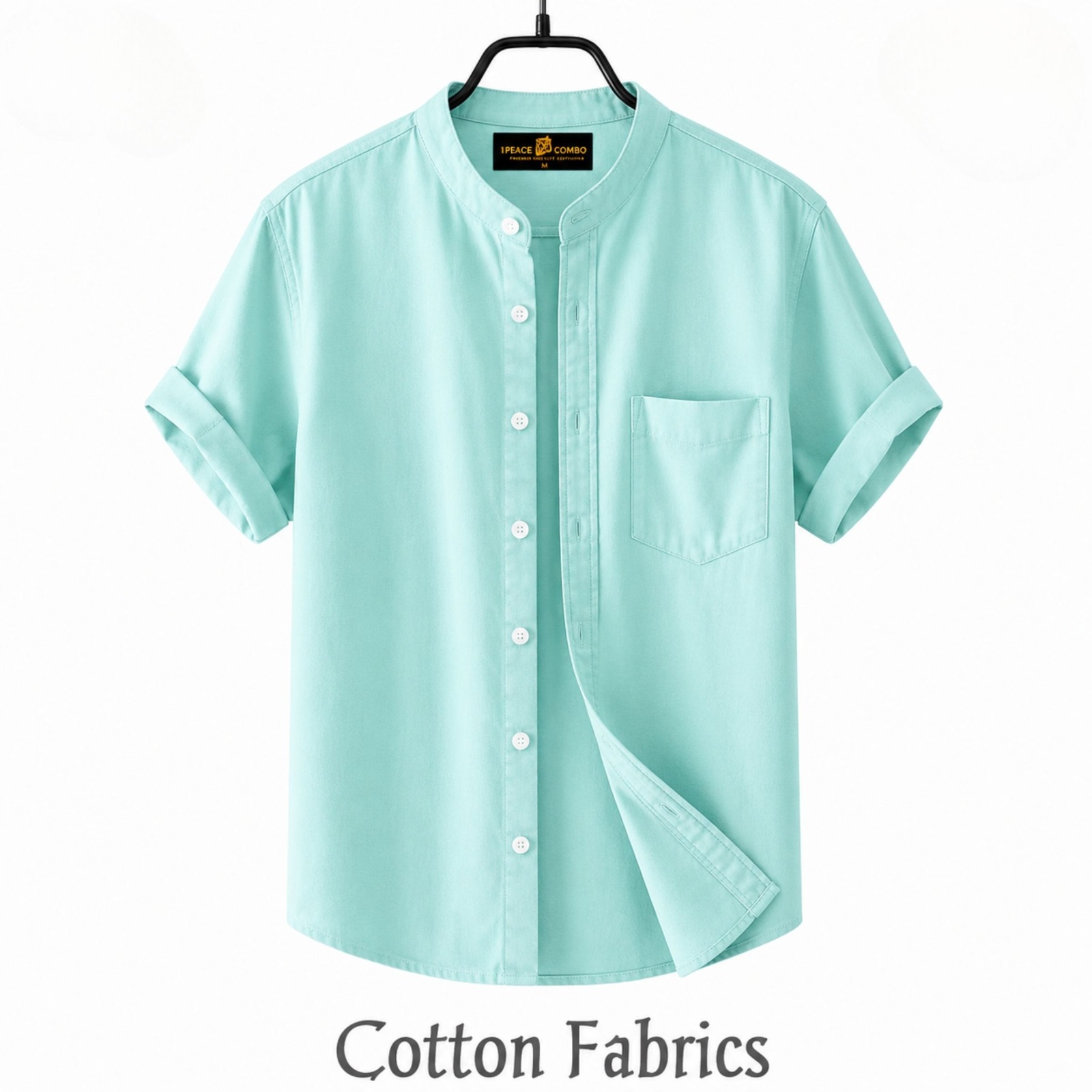 Premium Oxford Cotton Band Collar Short Sleeve Shirt