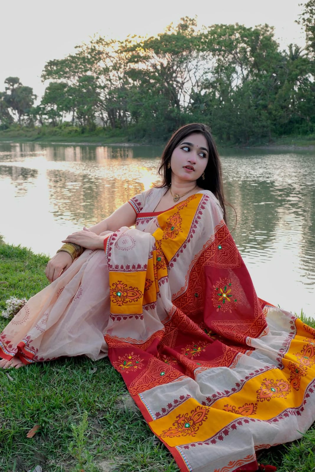 Half Silk Butik Sharee with Blouse Piece