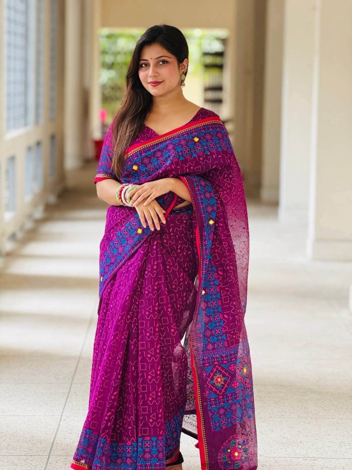Semi Moslin Sharee with Blouse Piece