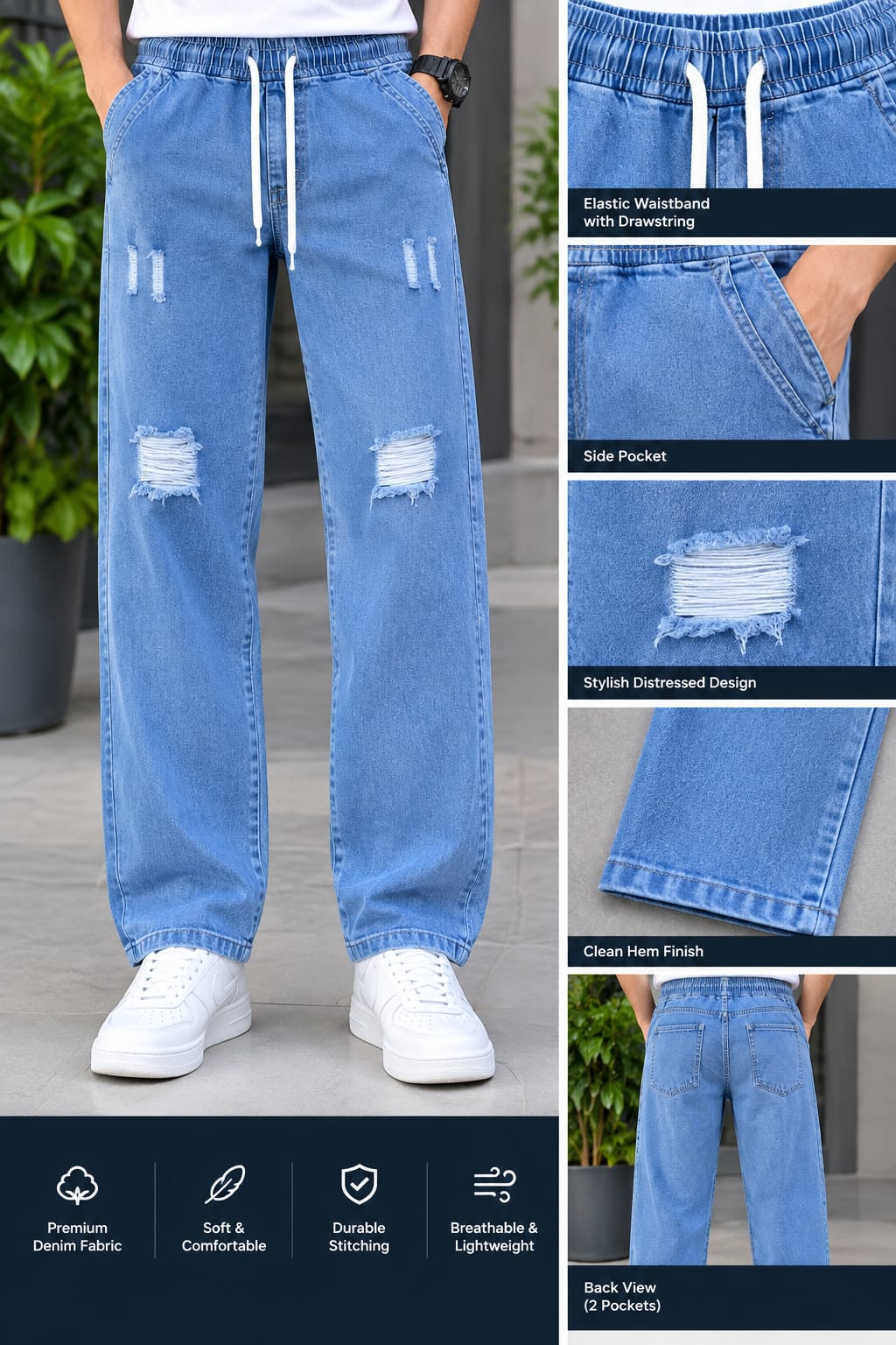 Stylish Semi Baggy Cargo Denim Pant