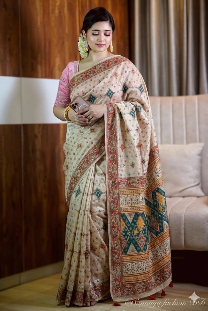কটন স্কিন প্রিন্ট শাড়ী (ব্লাউজ পিসসহ)